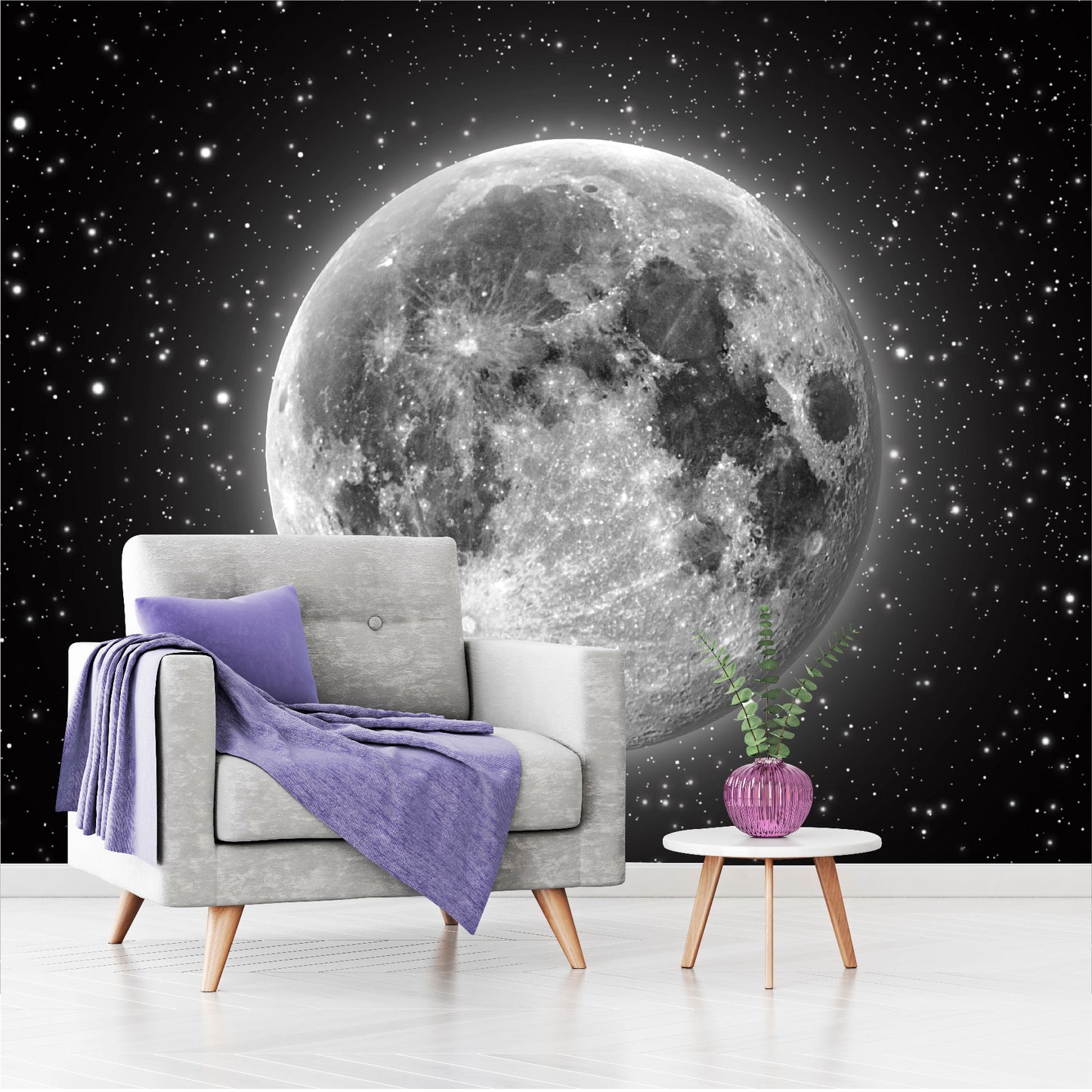 Fotomural Luna llena con estrellas - FM011