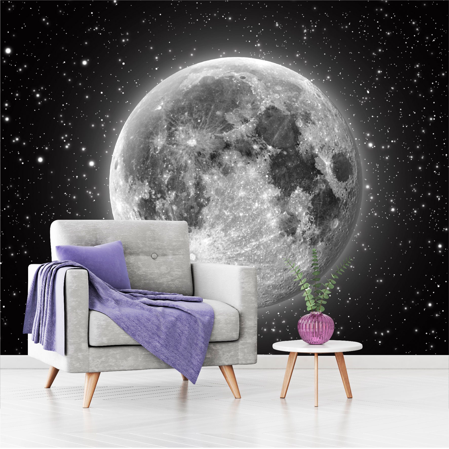 Fotomural Luna llena con estrellas - FM011