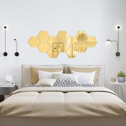 Pvc Imitación Espejo Dorado Hexagonales  - Pack por 6 unidades - ES011
