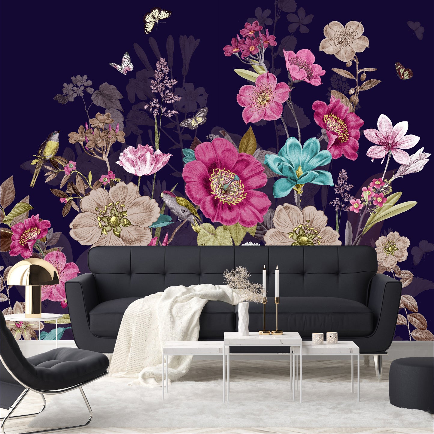 Mural Flores con Mariposas - MT268