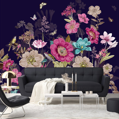 Mural Flores con Mariposas - MT268