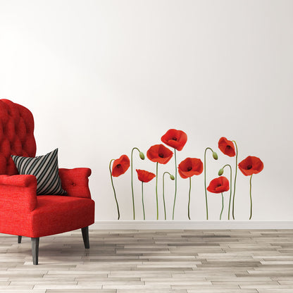 Vinilos Autoadhesivos Flores Amapolas Rojas - VDC021