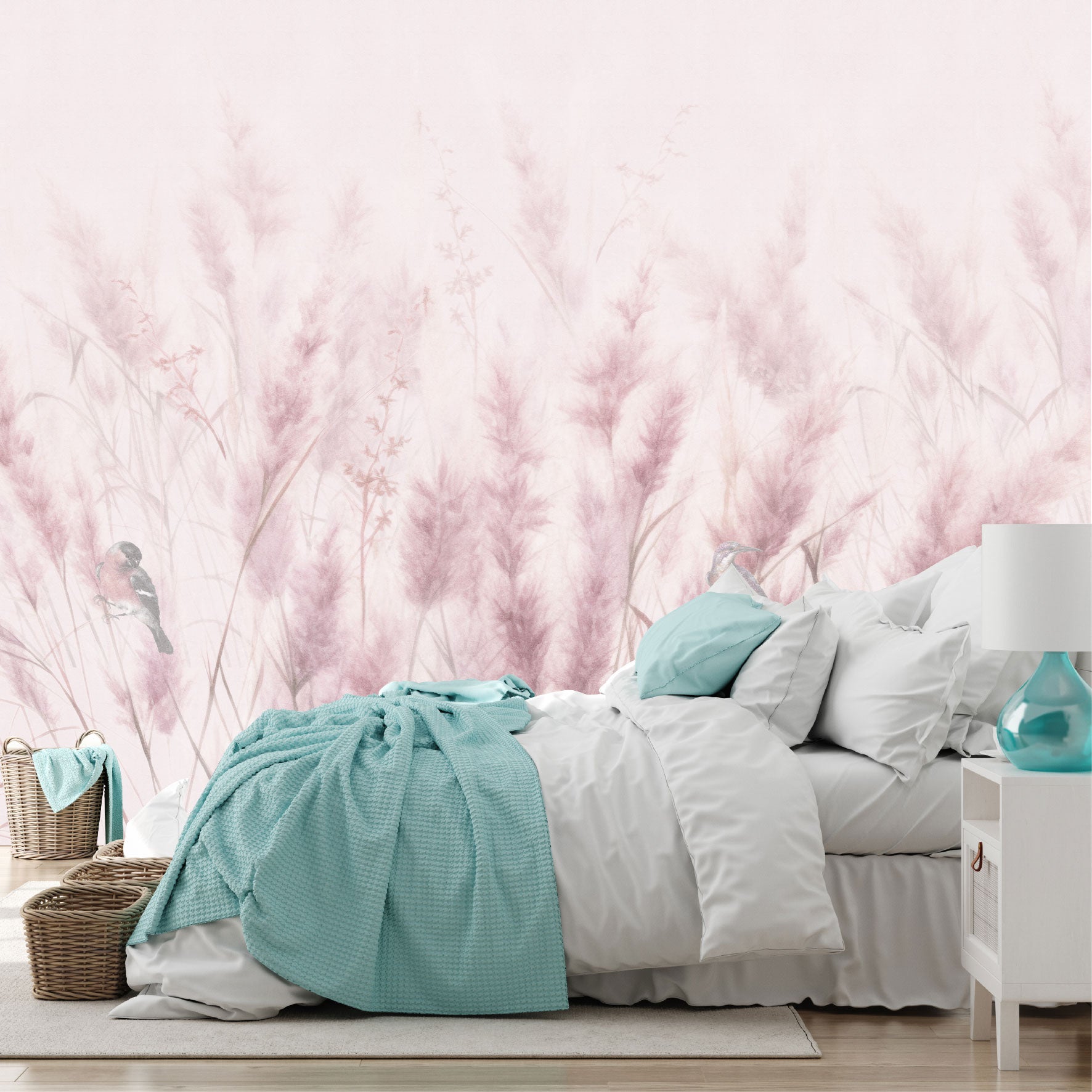 Mural Plumas Rosas - MT559
