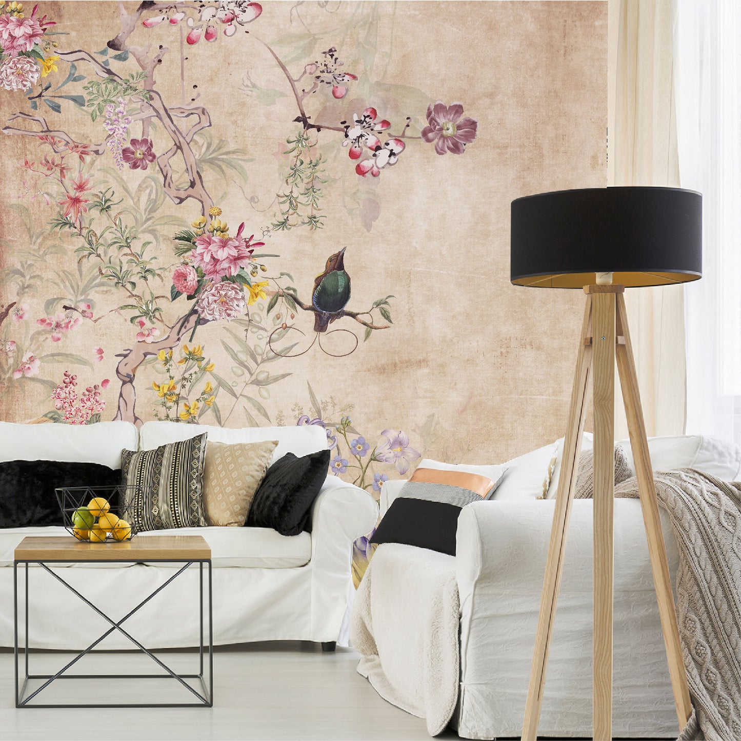 Mural Flores de Campo con fondo vintage - MT190