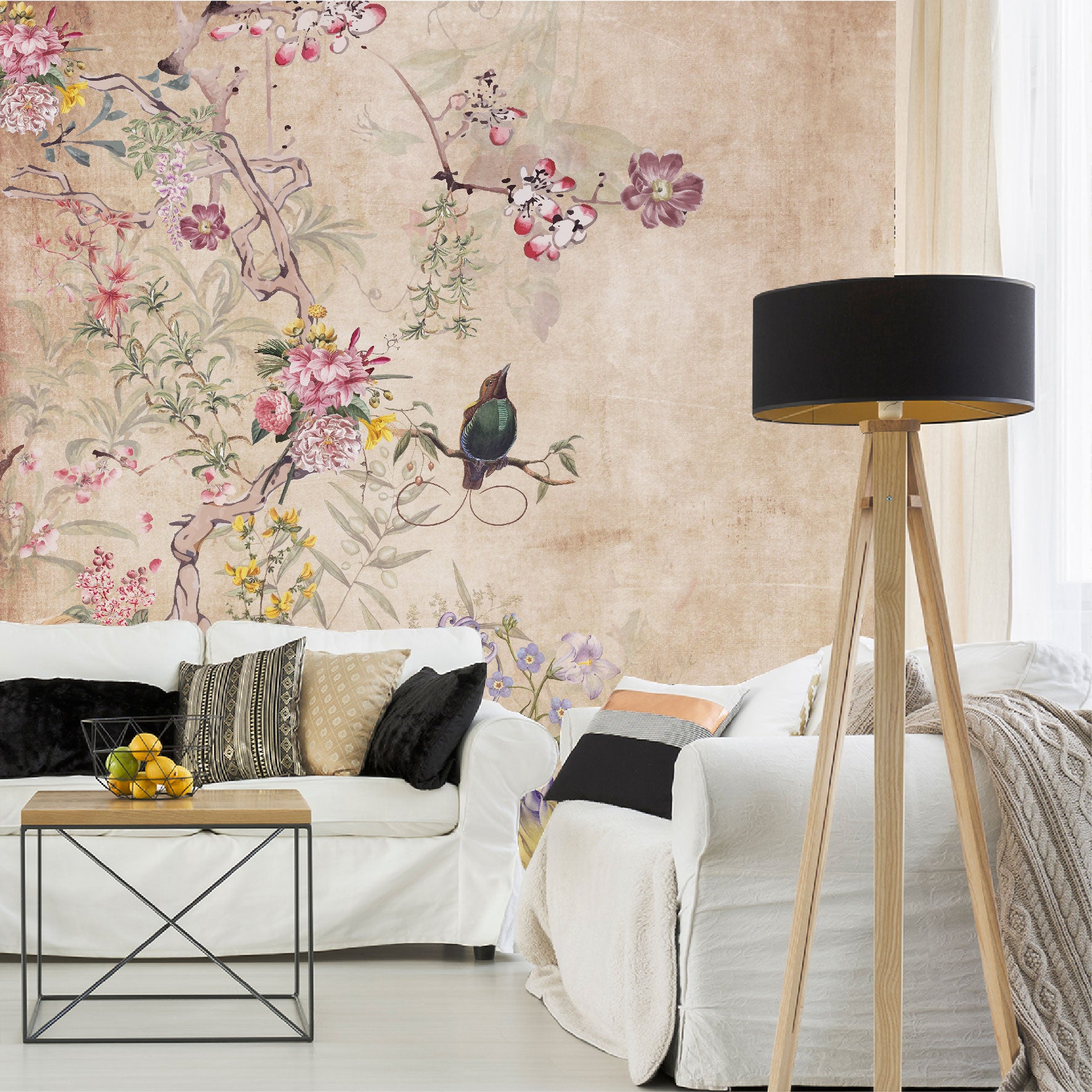 Mural Flores de Campo con fondo vintage - MT190