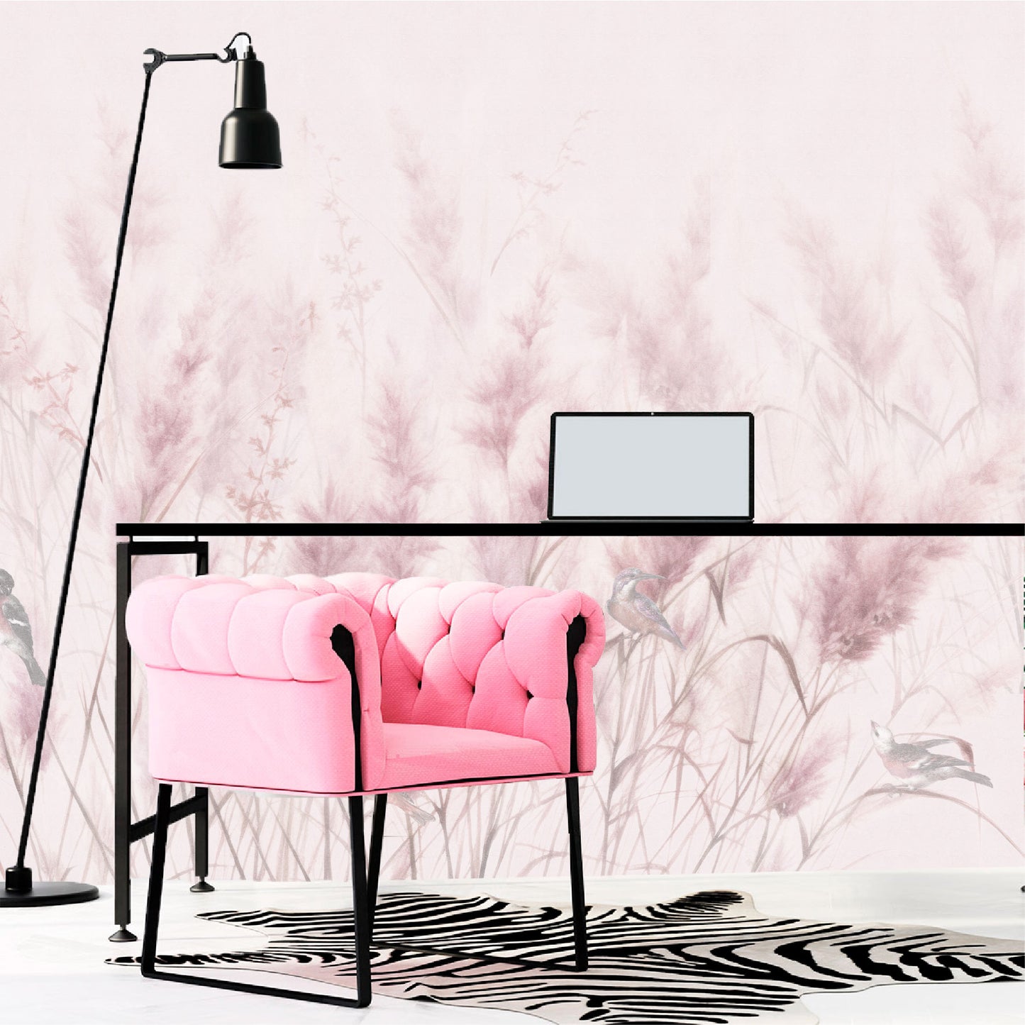 Mural Plumas Rosas - MT559