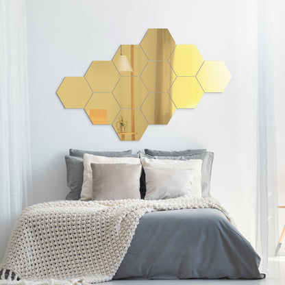 Pvc Imitación Espejo Dorado Hexagonales  - Pack por 6 unidades - ES011