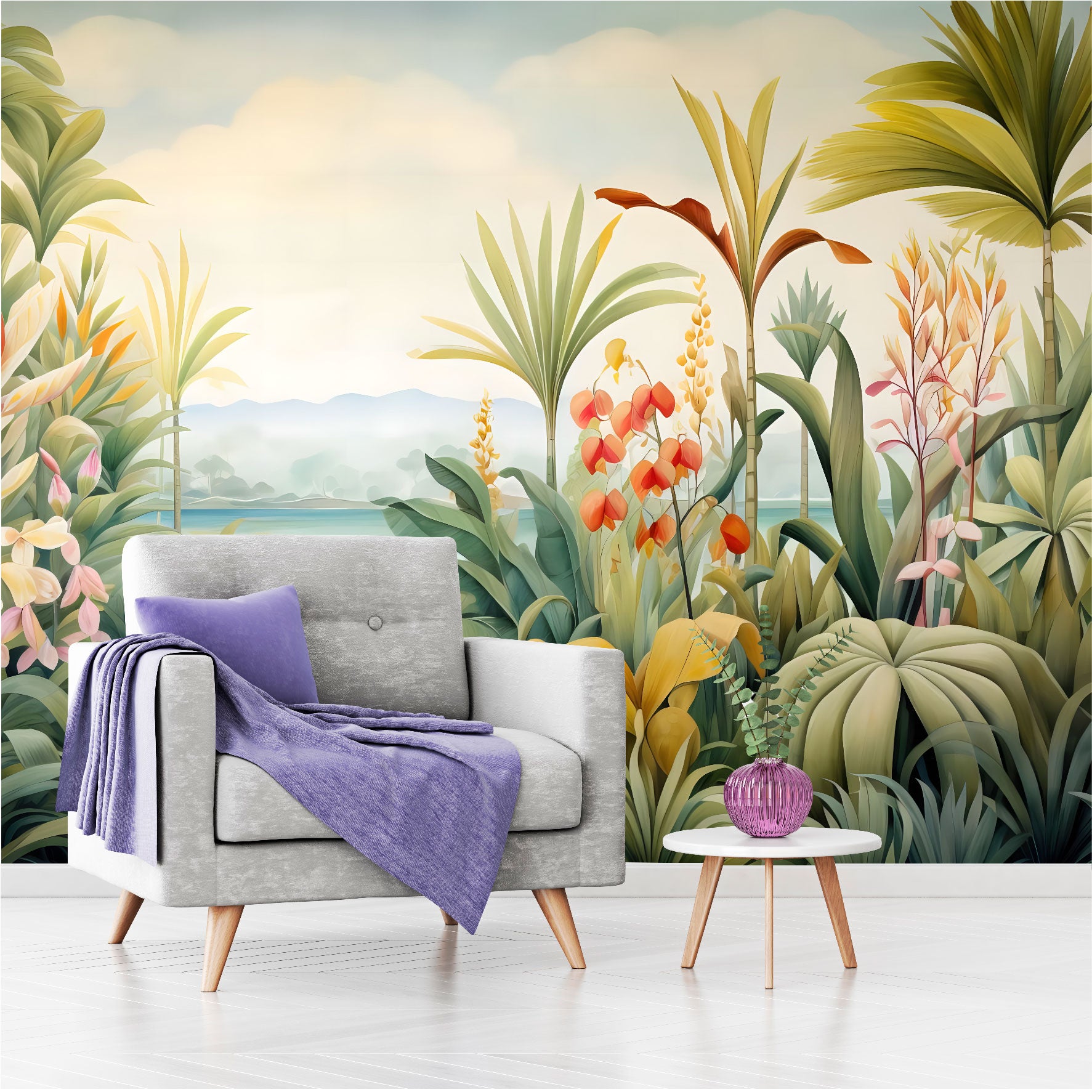 Mural Selva Tropical con flores exóticas- MT446