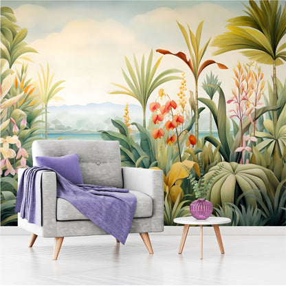 Mural Selva Tropical con flores exóticas- MT446