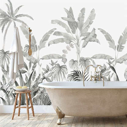 Mural Jungla Tropical en escala de grises - MT568