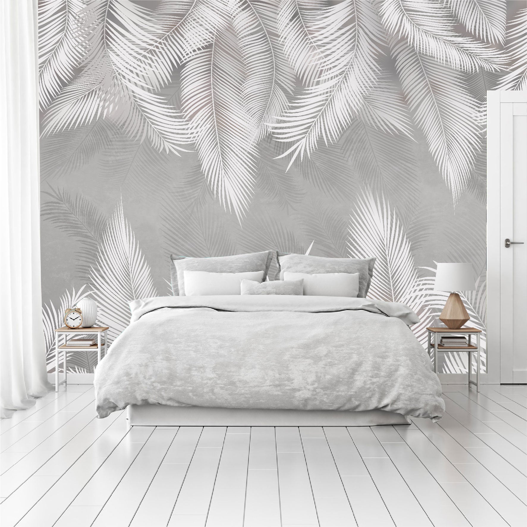 Mural Plumas Blancas y Grises - MT414