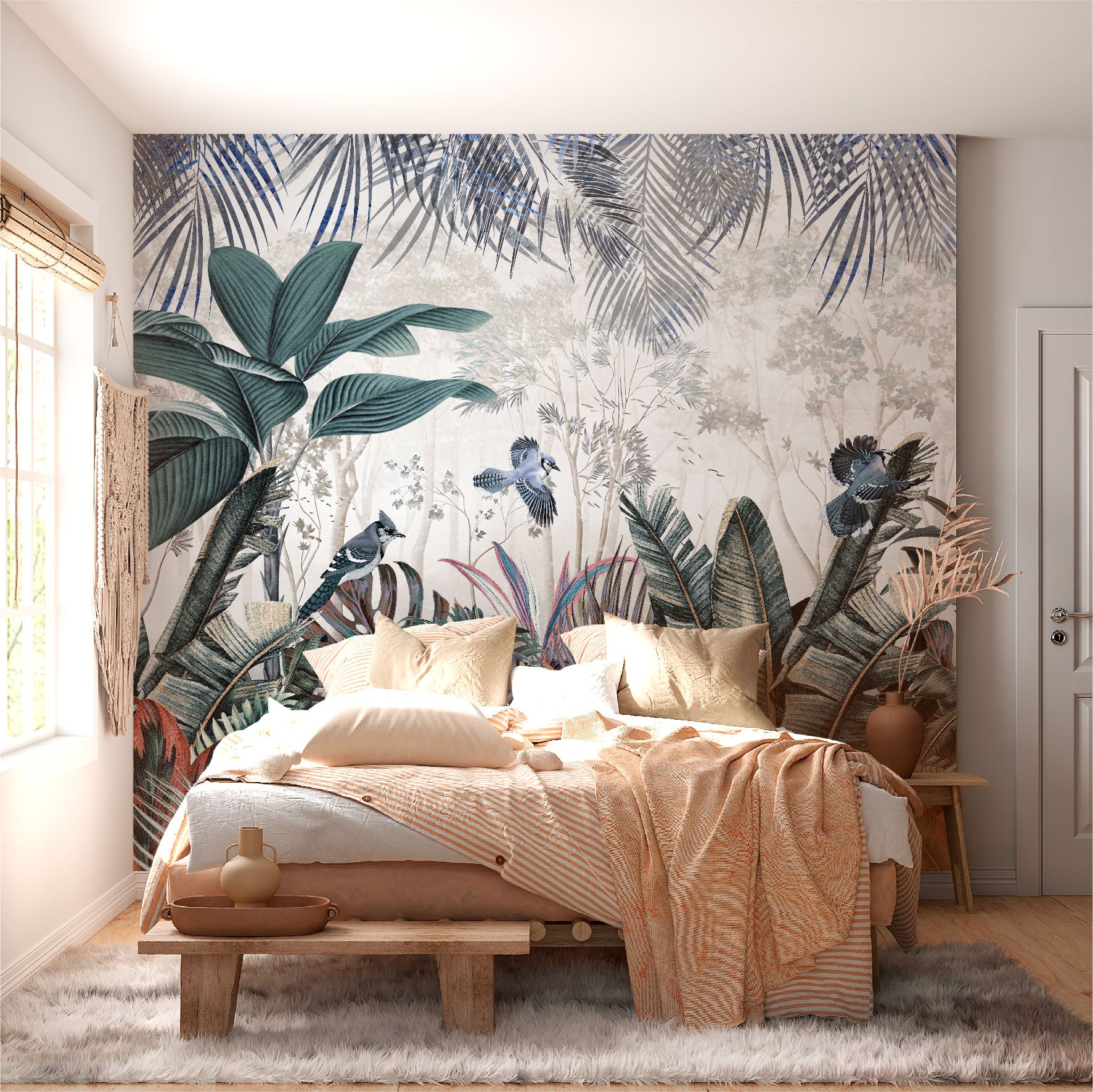 Mural Jardín Tropical con hojas coloridas  - MT439