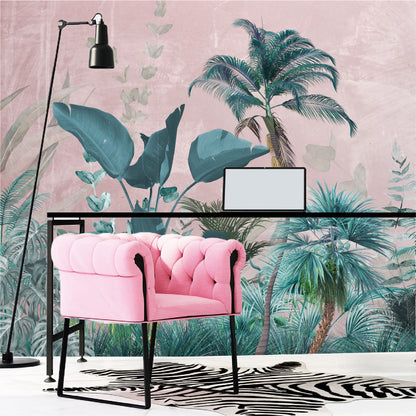 Mural Jungla Tropical con Fondo Rosa - MT189