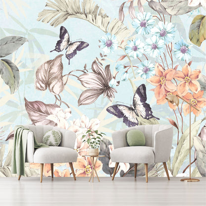 Mural Flores y Mariposas - MT244