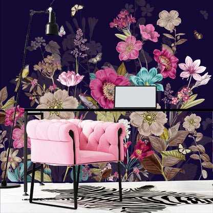 Mural Flores con Mariposas - MT268