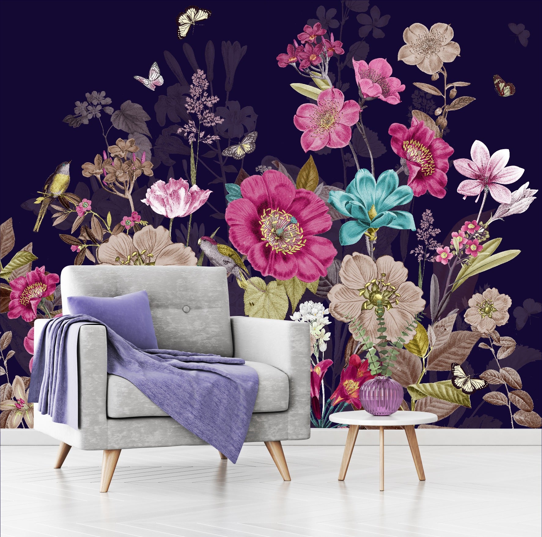 Mural Flores con Mariposas - MT268