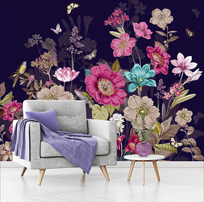 Mural Flores con Mariposas - MT268