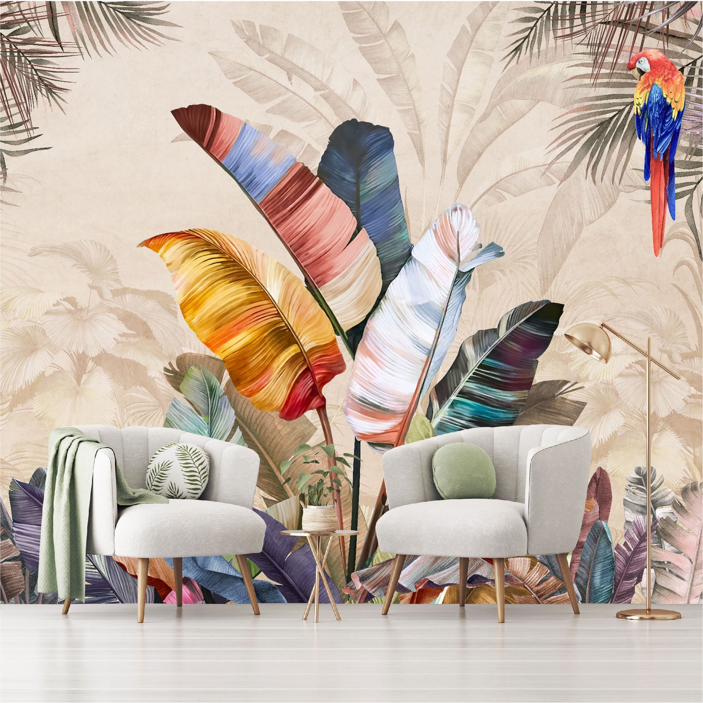 Mural Plumas Tropicales Multicolor - MT409
