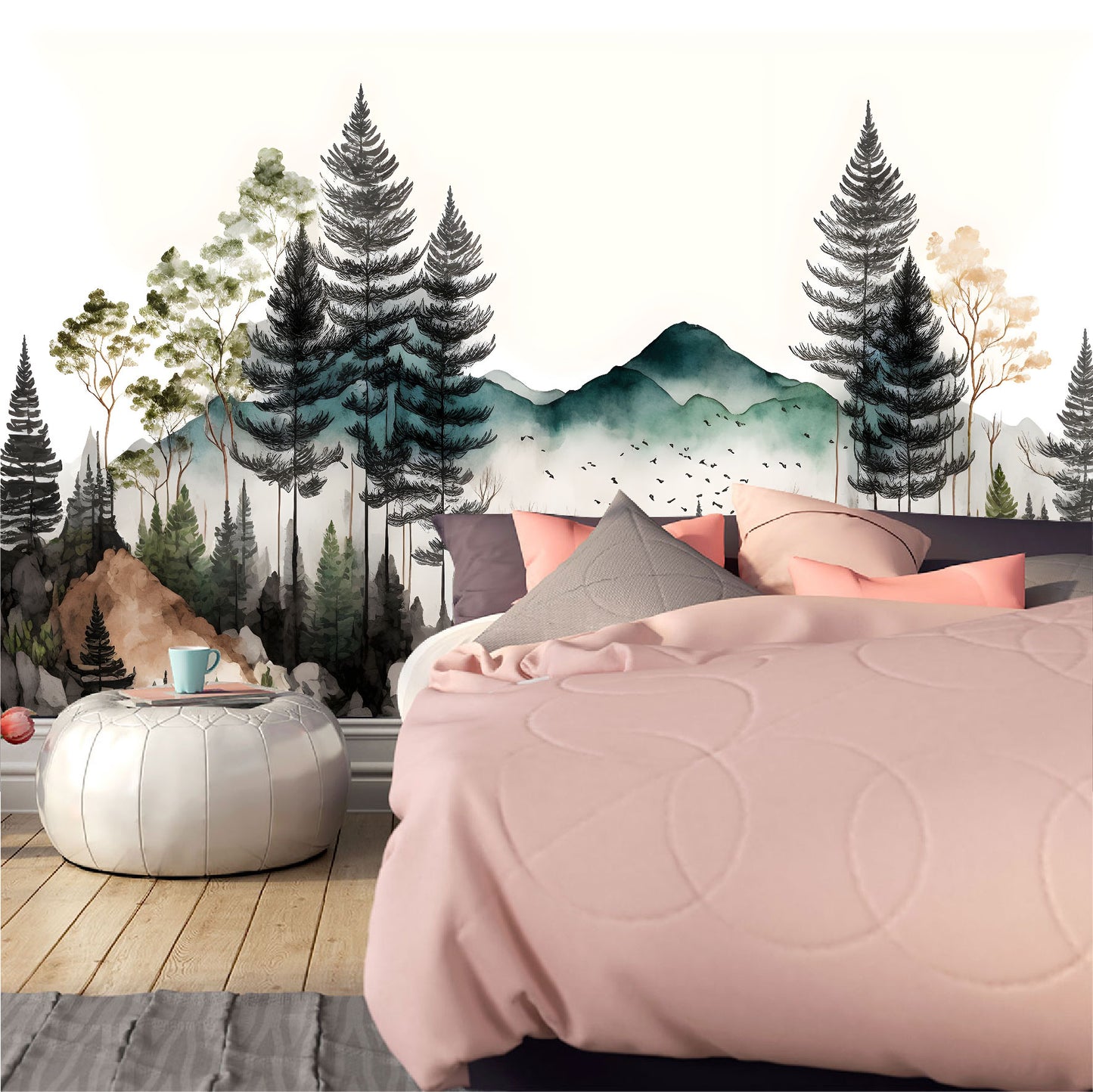 Mural tropical bosque acuarelado - MT366