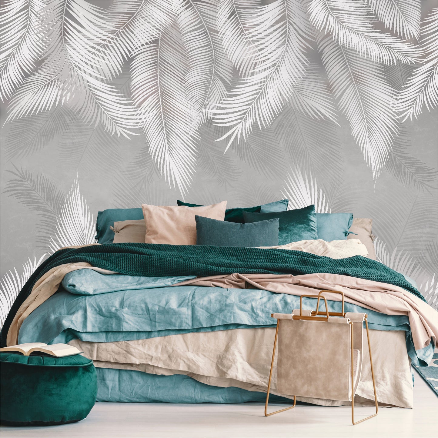 Mural Plumas Blancas y Grises - MT414