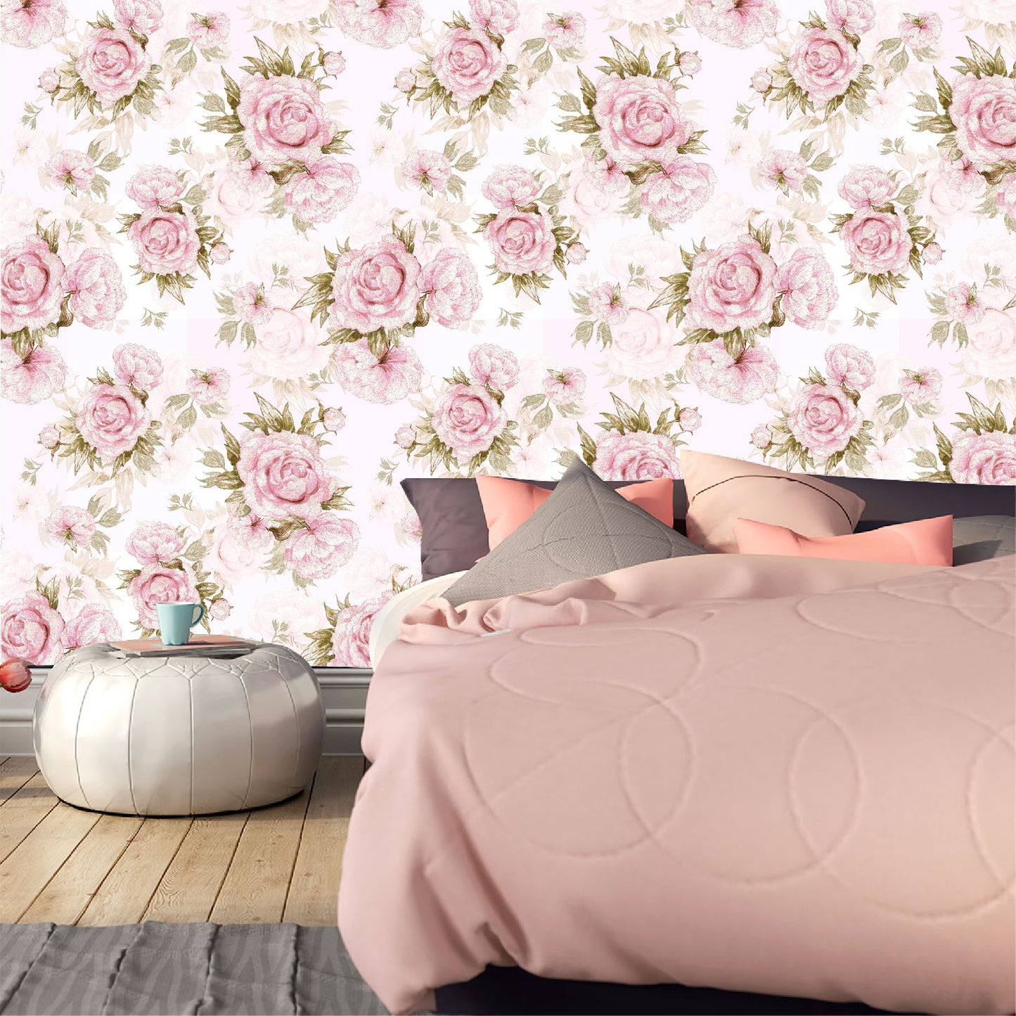 Vinilo Mate Tropical Flores Rosas 066