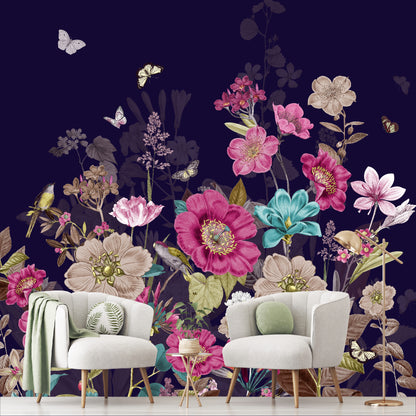 Mural Flores con Mariposas - MT268