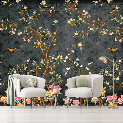 Mural Campestre Inglés Gris Oscuro - Negro - MT375