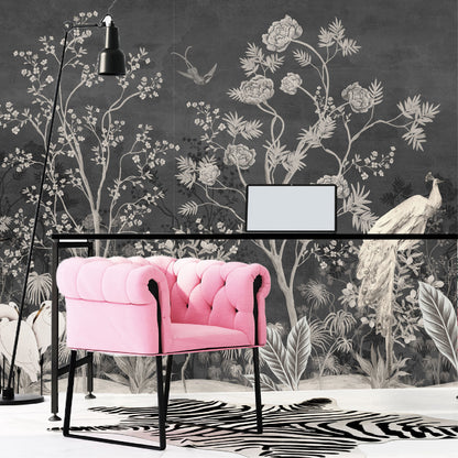 Mural Jardín Vintage con Fondo Oscuro - MT259