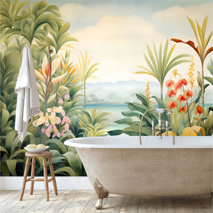 Mural Selva Tropical con flores exóticas- MT446