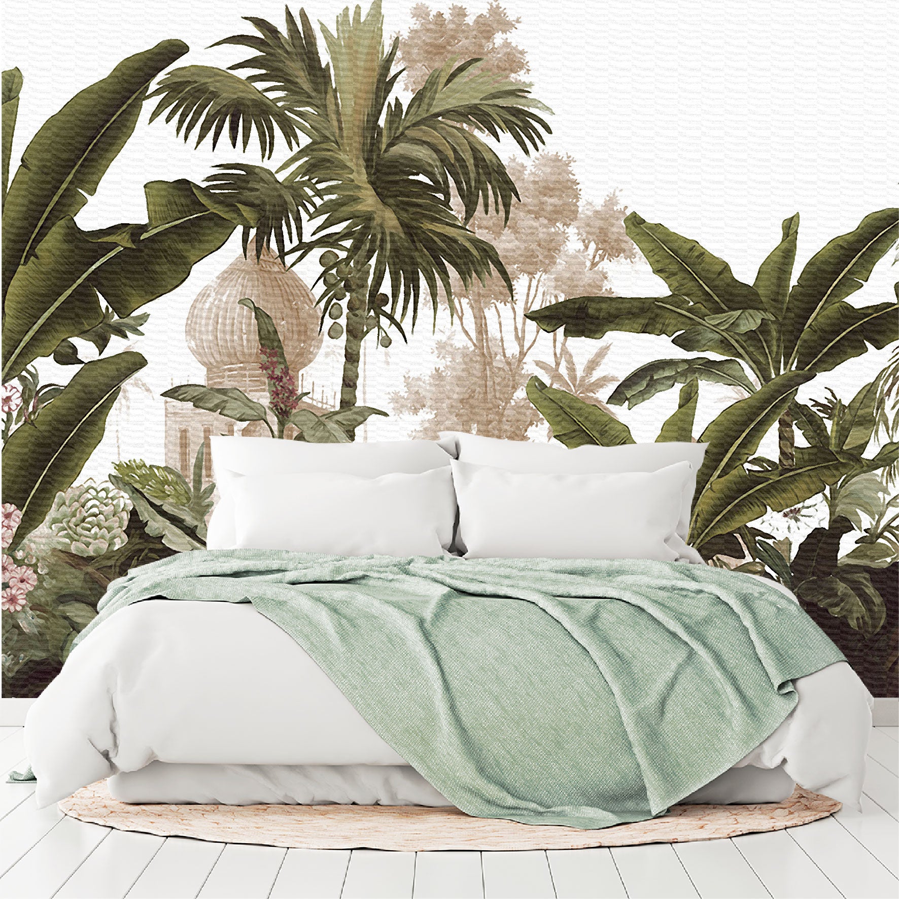 Vinilo Mate Selva Tropical con Castillo Antiguo 135