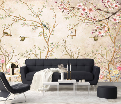 Mural Tropical Flores Campestres Estilo Inglés  - MT049
