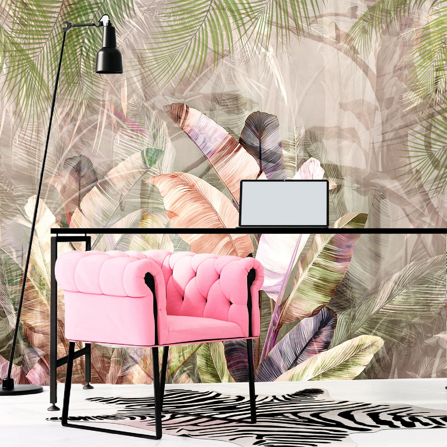 Mural Tropical Plumas Coloridas - MT578