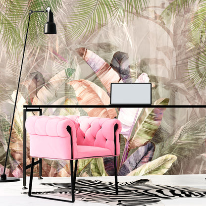 Mural Tropical Plumas Coloridas - MT578