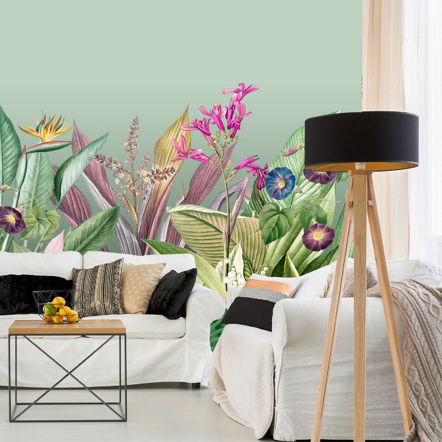 Mural Tropical Flores Coloridas  - MT581