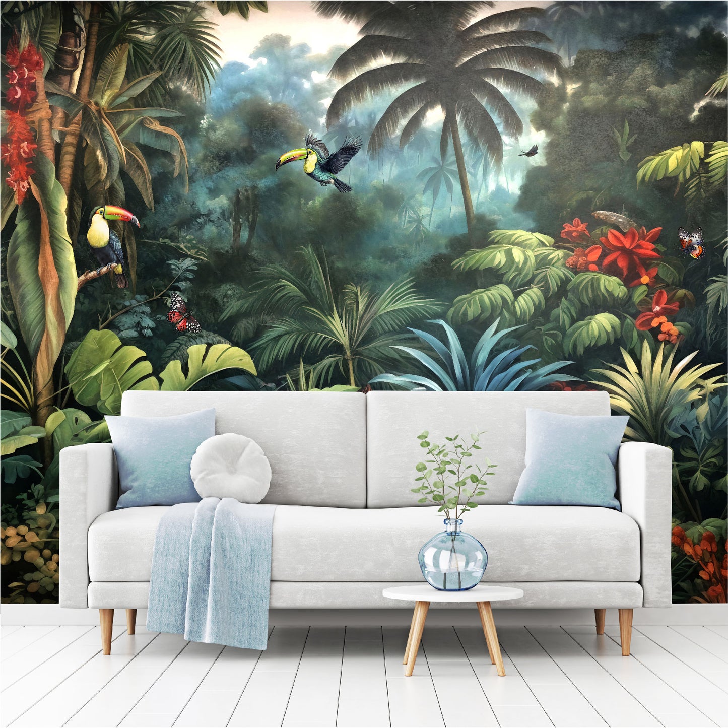Mural Jungla Tropical con Loros - MT405