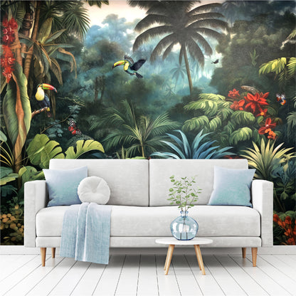 Mural Jungla Tropical con Loros - MT405
