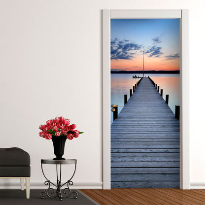 Vinilo Decorativo Para Puertas atardecer en la playa - VP014
