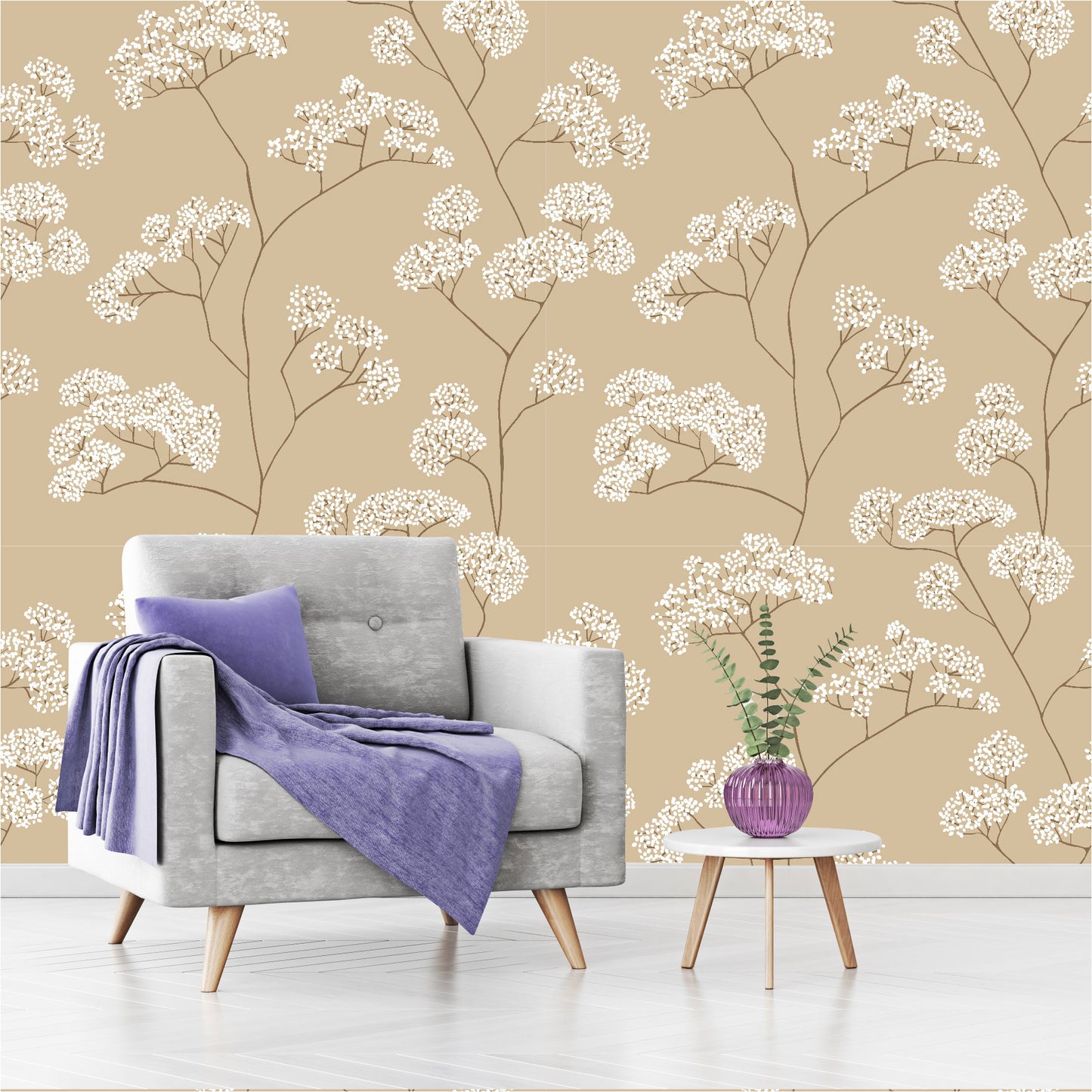 Mural flores blancas - MT363