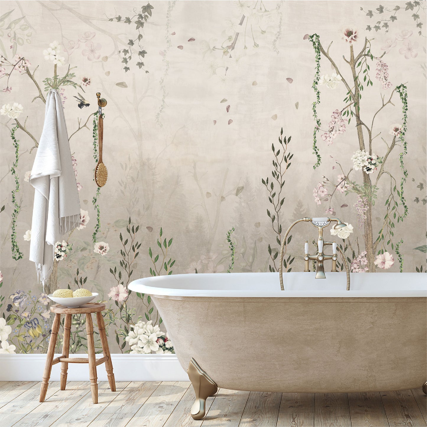 Mural Flores con Enredaderas Estilo Vintage - MT192