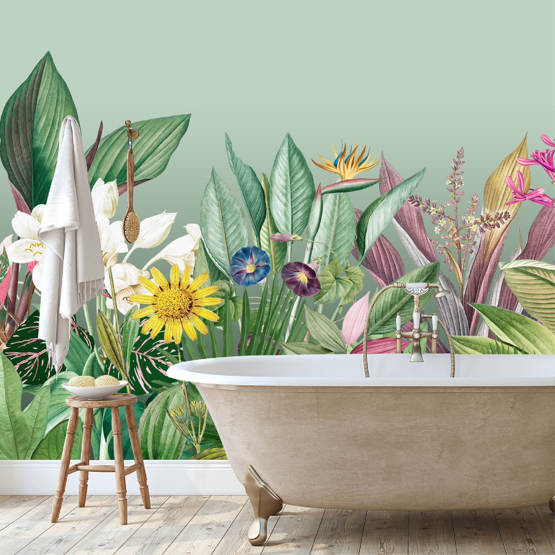 Mural Tropical Flores Coloridas  - MT581