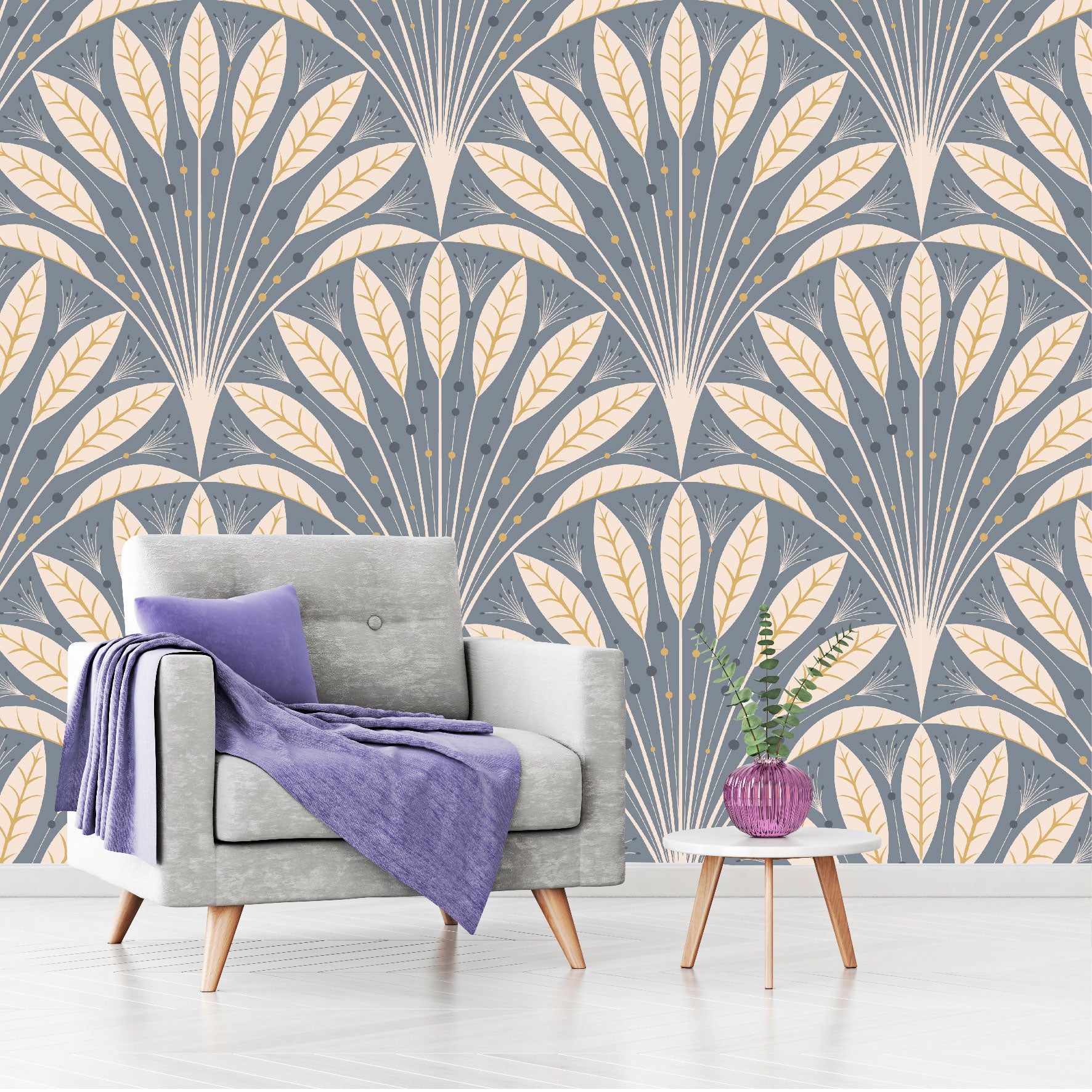 Patrón Hojas Mágicas - MT554 - Gris, Marrón, Beige