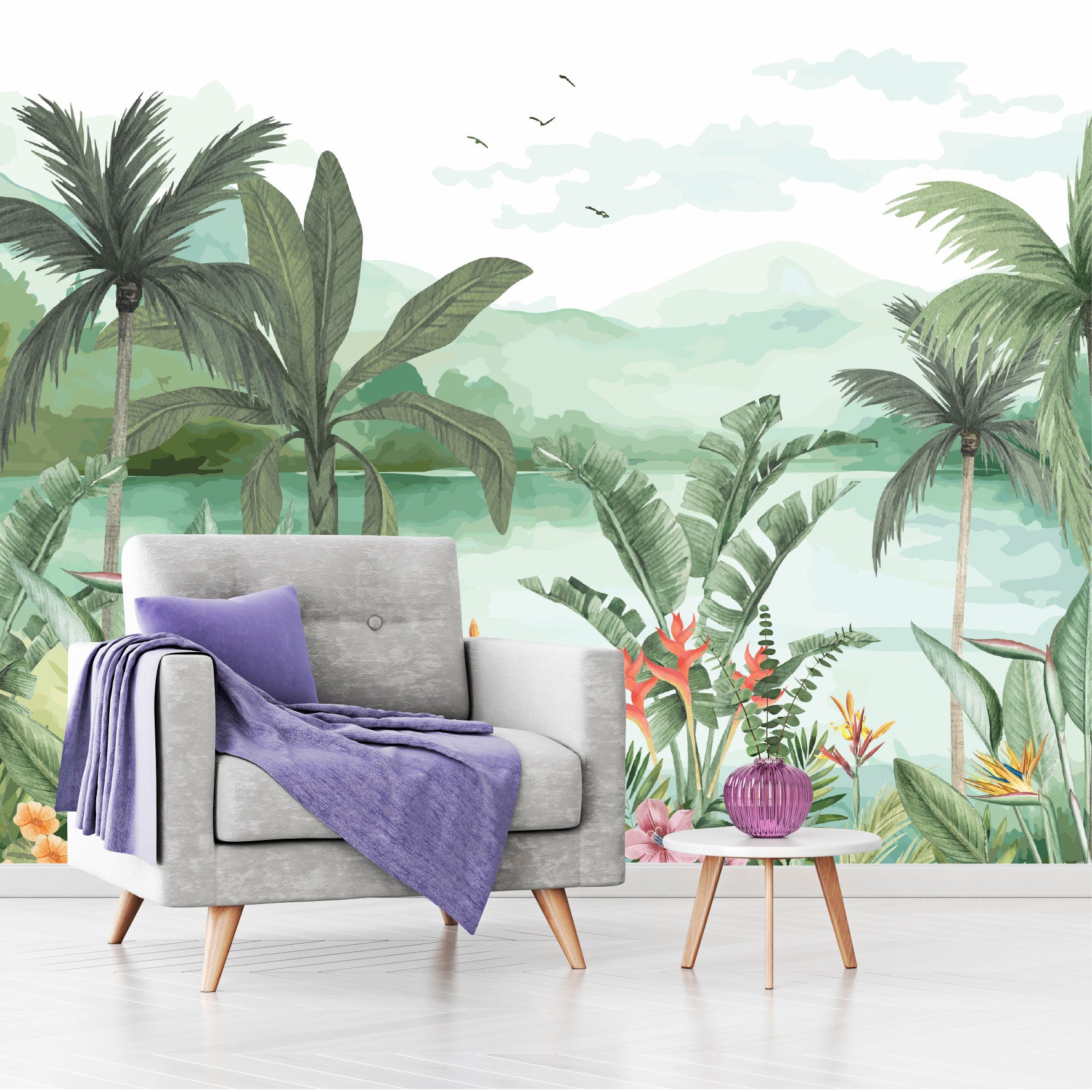 Mural Jungla Tropical Acuarelada - MT573