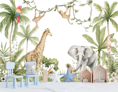 Mural Selva Tropical con Animales - MI035