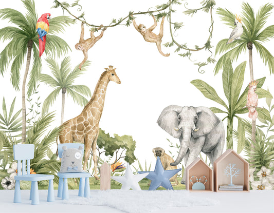 Mural Selva Tropical con Animales - MI035