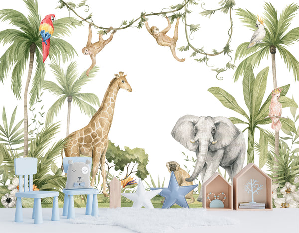 Mural Selva Tropical con Animales - MI035