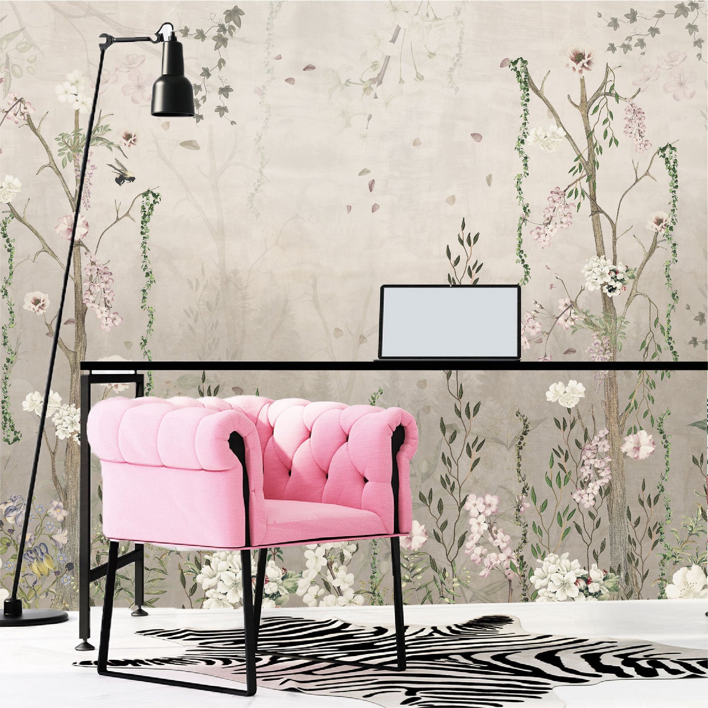 Mural Flores con Enredaderas Estilo Vintage - MT192