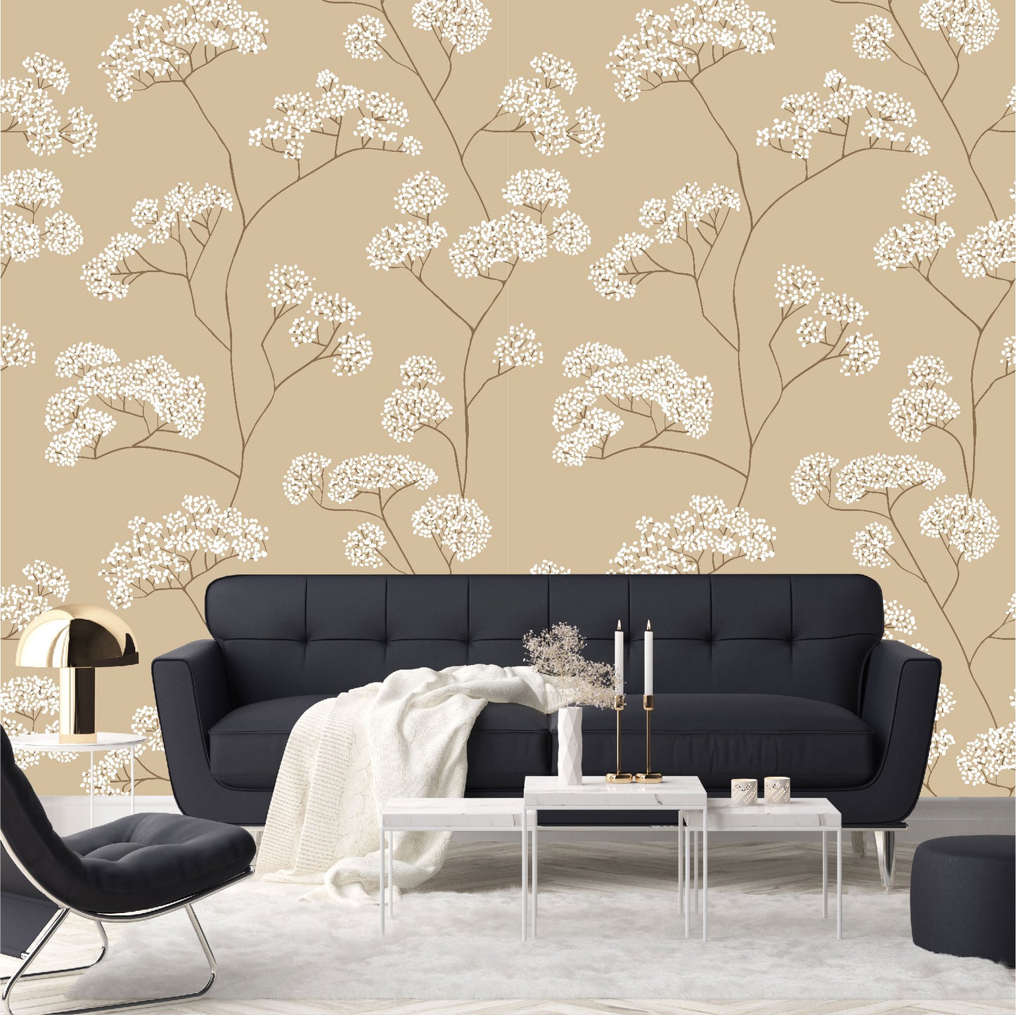 Mural flores blancas - MT363