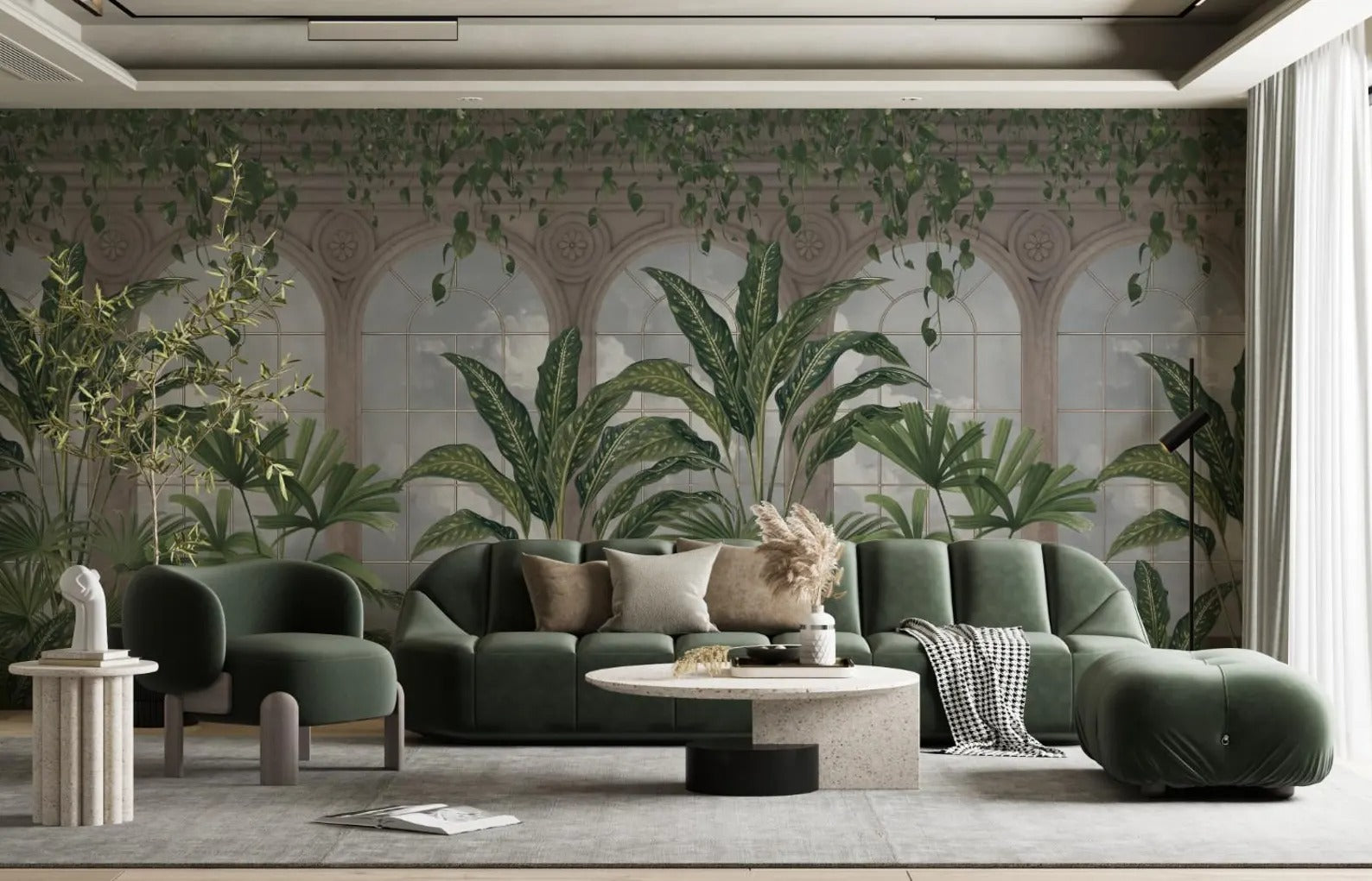 Mural Tropical Columnas con Hojas de Plátano - MT604