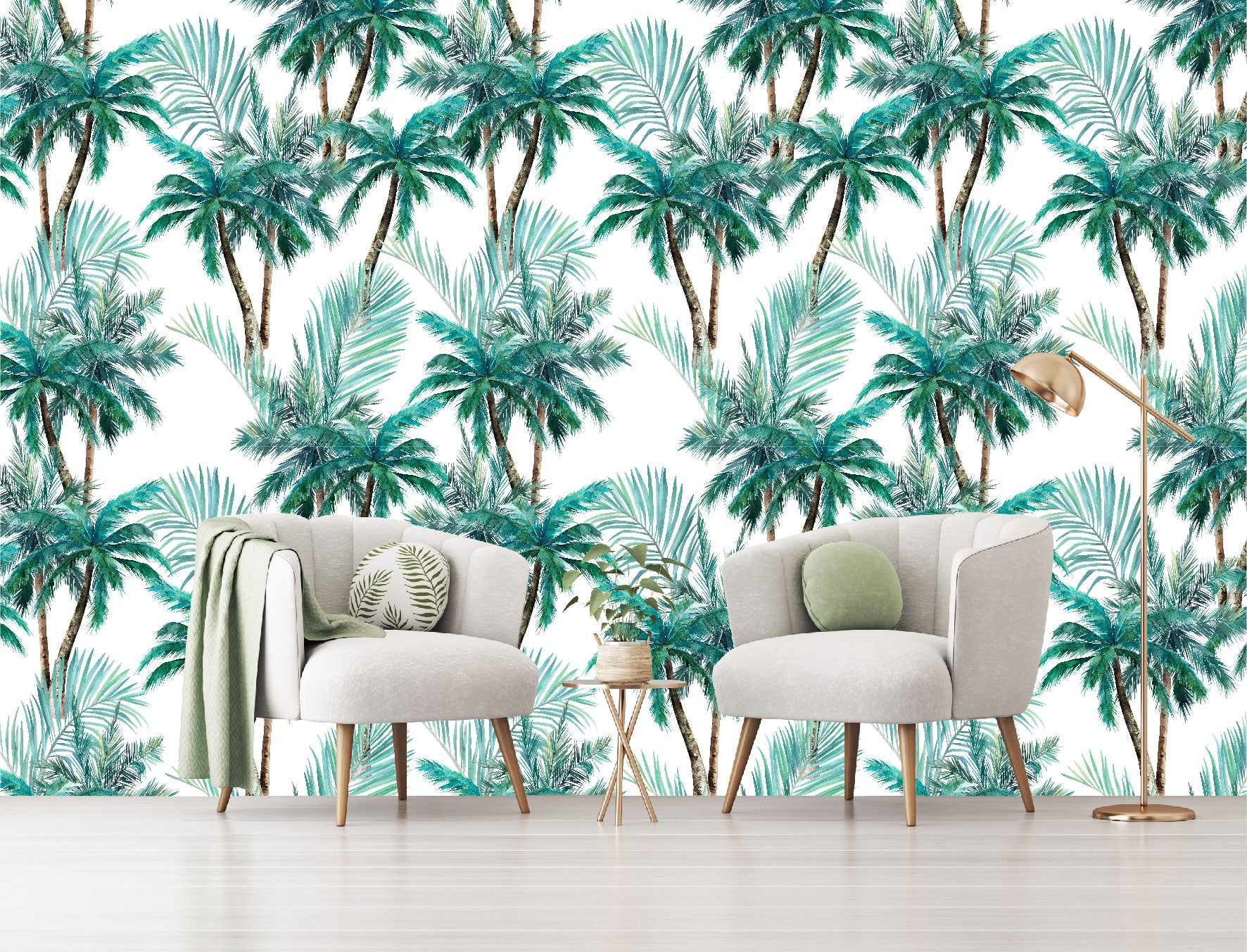 Mural Hojas con Palmeras Tropicales - MT117