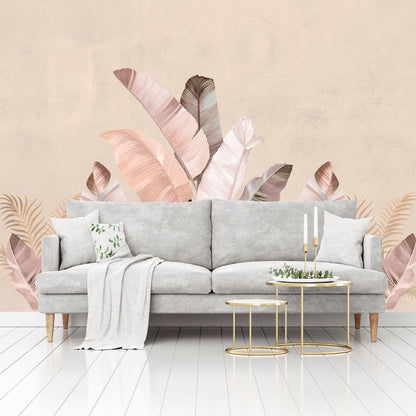 Mural Tropical Plumas Rosas - MT577
